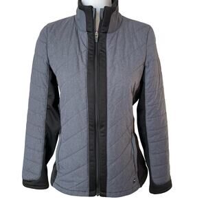 Puma Golf Jacket Womens Size Medium Grey Black Primaloft Full Zip Pockets Casual